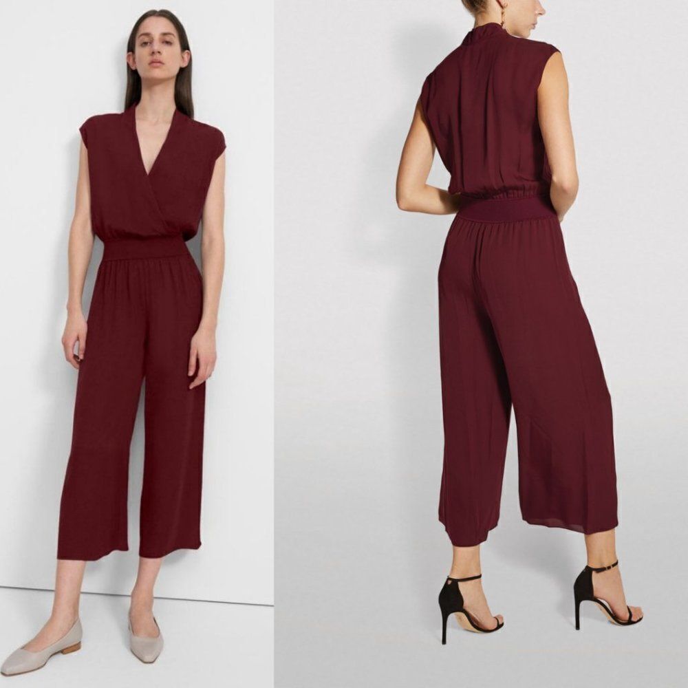 NWT Theory Draped Combo Silk Jumpsuit Size Medium